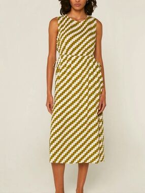 Compania Fantastica Olive Zig Zag Cut - Out Dress Size Medium